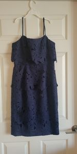 Black Halo Navy Blue Crochet Popover Sheath Dress